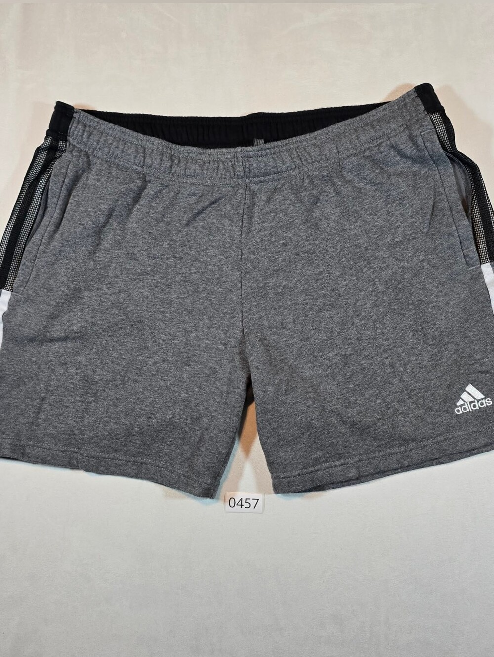 Adidas WOMENS Gray Athletic Shorts with Black Waistband and White Logo SZ  XL